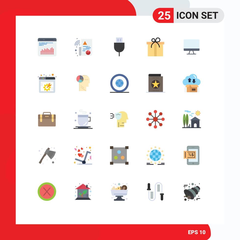 conjunto de 25 iconos modernos de la interfaz de usuario símbolos signos para pantalla computadora electrónica motivación regalo elementos de diseño vectorial editables vector