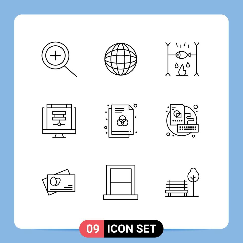 9 iconos creativos signos y símbolos modernos de formato de color archivo de vacaciones elementos de diseño vectorial editables en línea vector