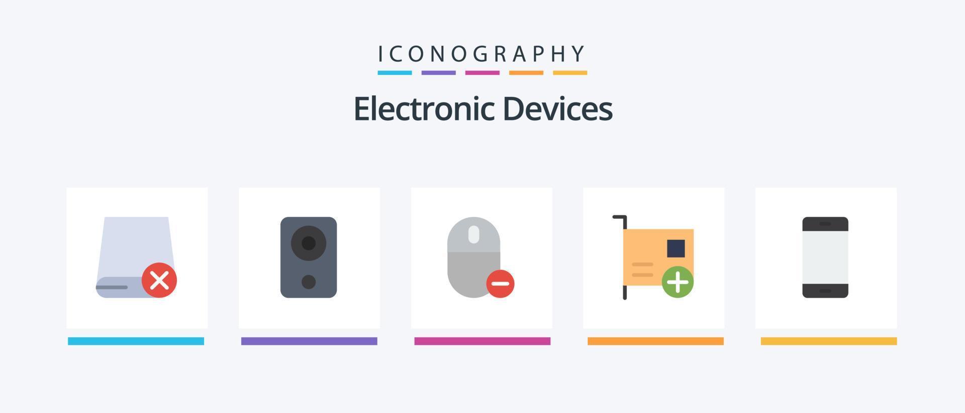 Devices Flat 5 Icon Pack Including computers. add. hardware. remove. hardware. Creative Icons Design vector