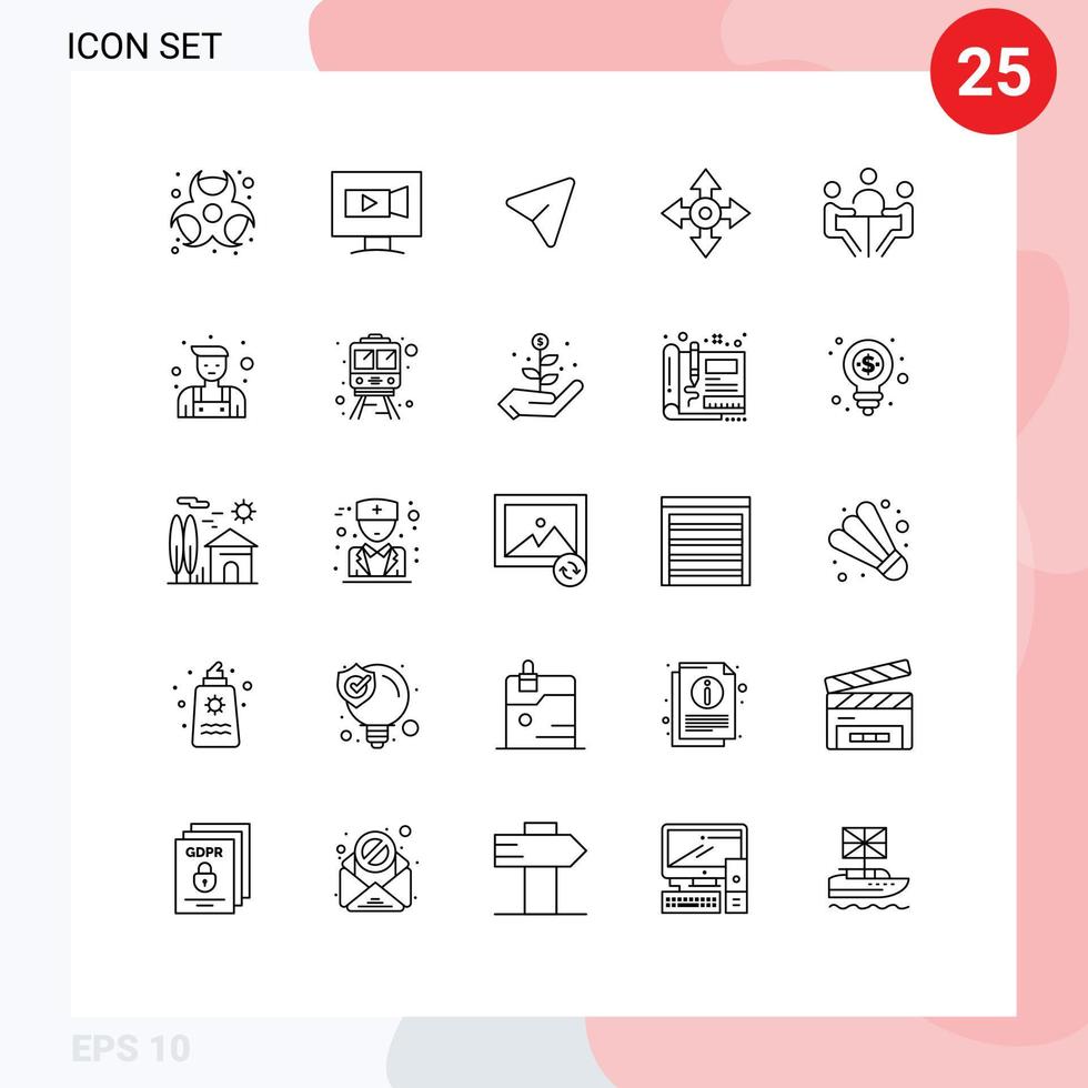 Modern Set of 25 Lines and symbols such as businessman navigation arrow location arrow Editable Vector Design Elements