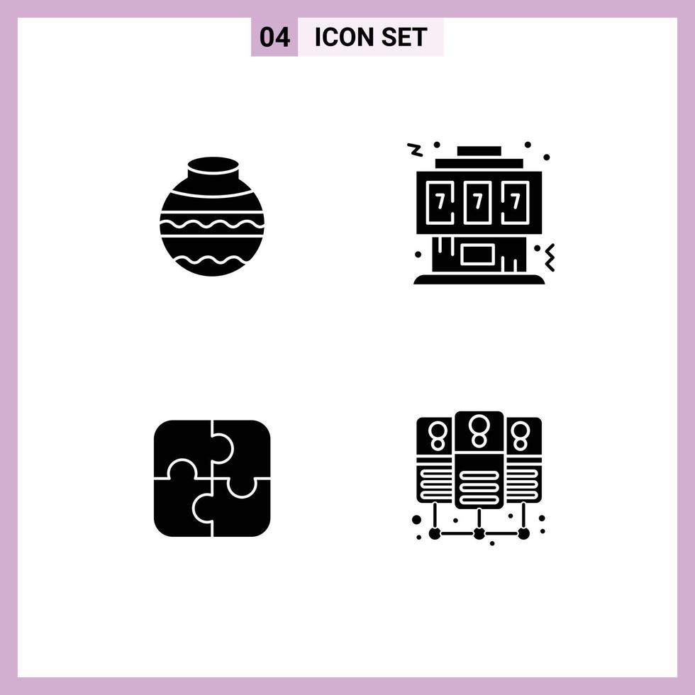 User Interface Pack of 4 Basic Solid Glyphs of pot console pongal gaming parts Editable Vector Design Elements