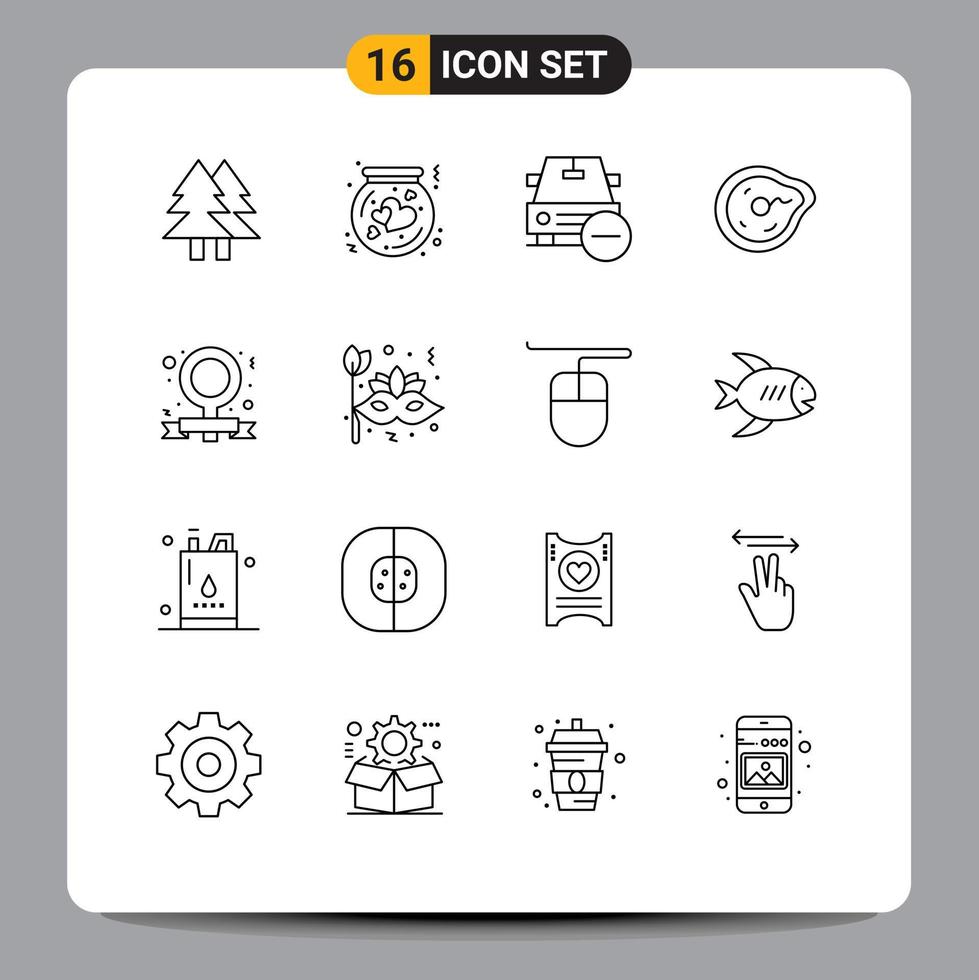 Set of 16 Commercial Outlines pack for future vehicles love minus delete Editable Vector Design Elements
