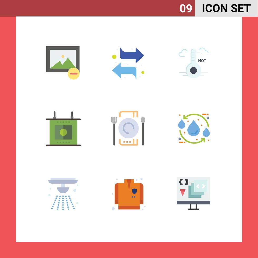 Universal Icon Symbols Group of 9 Modern Flat Colors of restaurant catering hot cafe game Editable Vector Design Elements