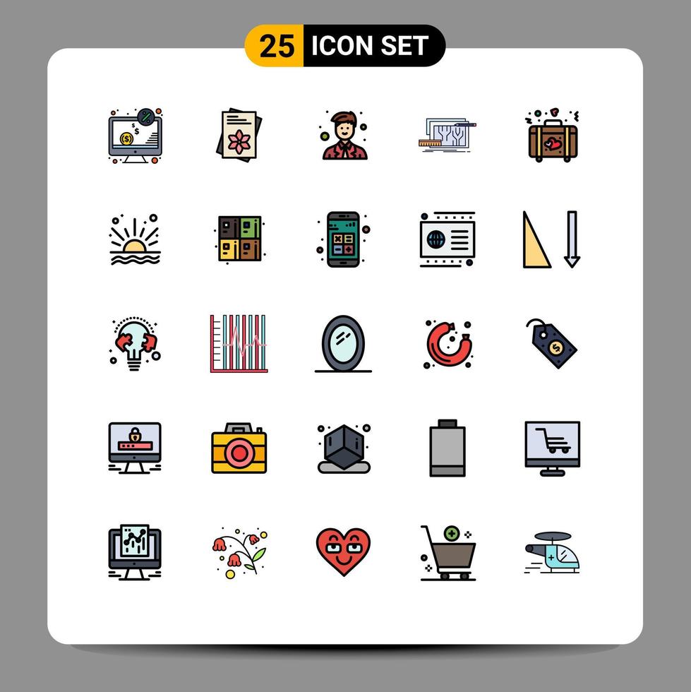 25 Creative Icons Modern Signs and Symbols of engineering circuit spring blueprint worker Editable Vector Design Elements
