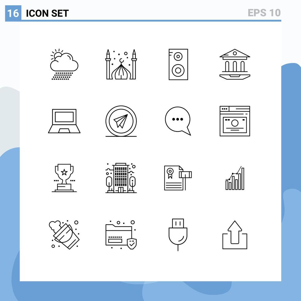 User Interface Pack of 16 Basic Outlines of devices education eid web internet Editable Vector Design Elements