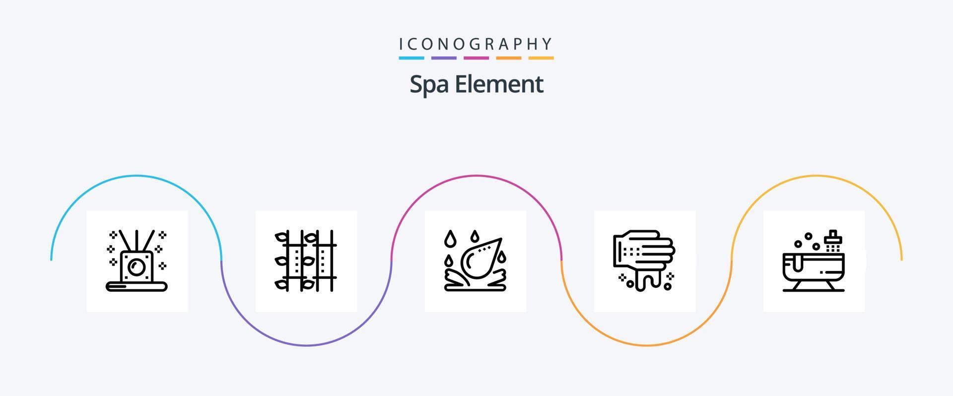 Spa Element Line 5 Icon Pack Including shower. bathroom. spa. spa. hand