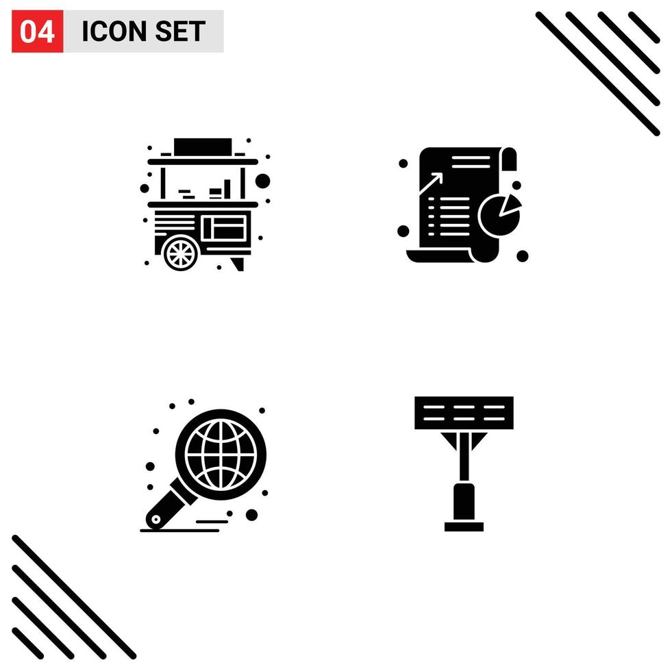 4 Universal Solid Glyph Signs Symbols of food analysis thailand graph global Editable Vector Design Elements