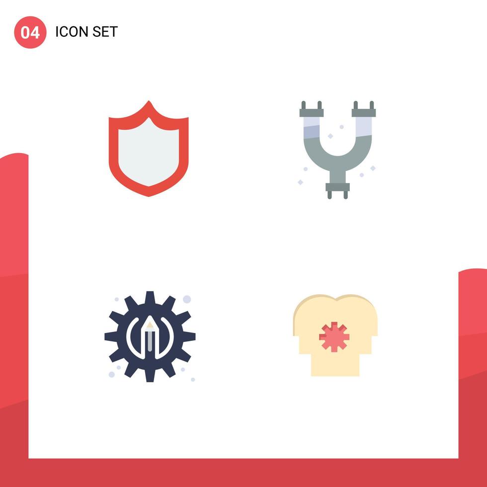 4 Universal Flat Icon Signs Symbols of defense pencil mechanical plumbing control Editable Vector Design Elements