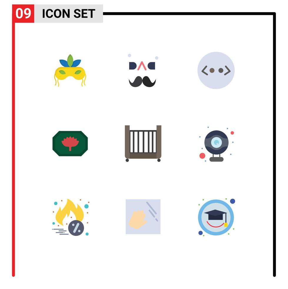 Universal Icon Symbols Group of 9 Modern Flat Colors of toy bed brackets baby bangladesh monogram Editable Vector Design Elements