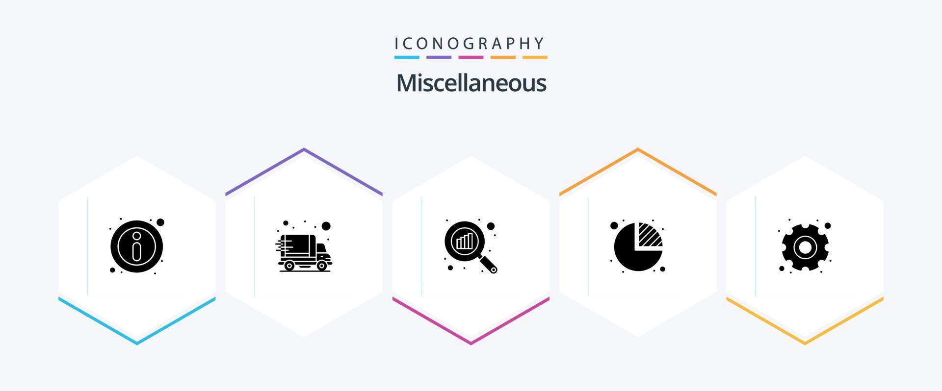 Miscellaneous 25 Glyph icon pack including settings. graph. statistics. chart vector