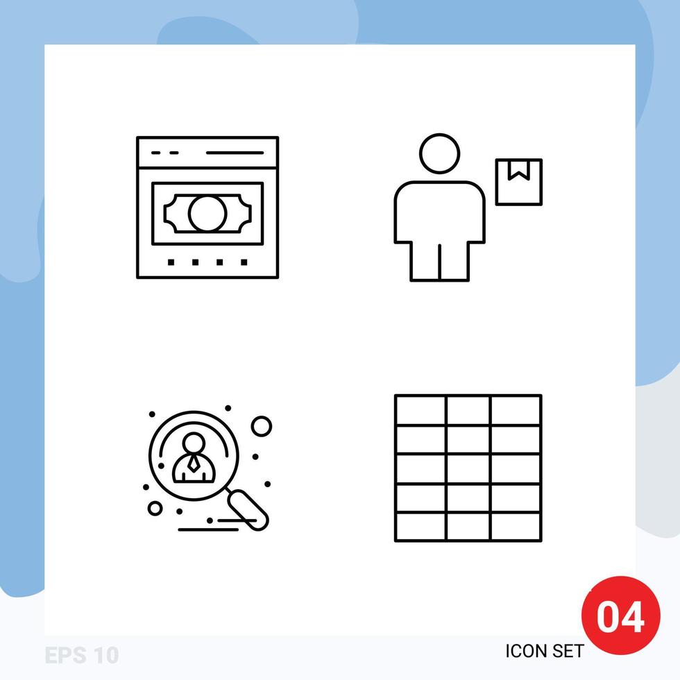 4 Line concept for Websites Mobile and Apps business shipment money body candidate Editable Vector Design Elements