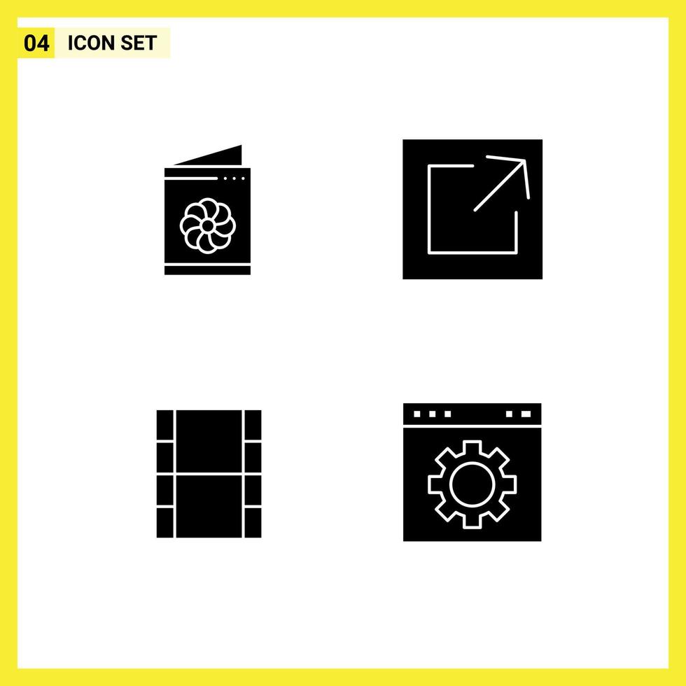 Group of Solid Glyphs Signs and Symbols for business card filam identification card share gear Editable Vector Design Elements