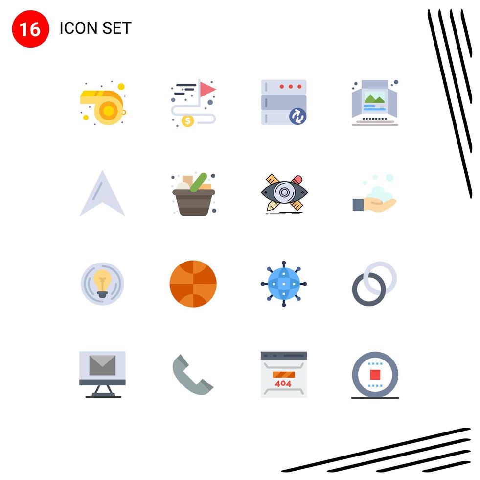 Set of 16 Vector Flat Colors on Grid for pointer location server tabletop display print Editable Pack of Creative Vector Design Elements