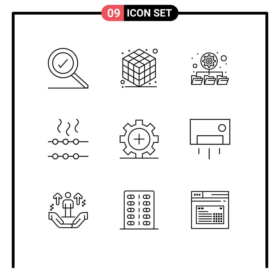 Set of 9 Modern UI Icons Symbols Signs for ac hospital network health care Editable Vector Design Elements