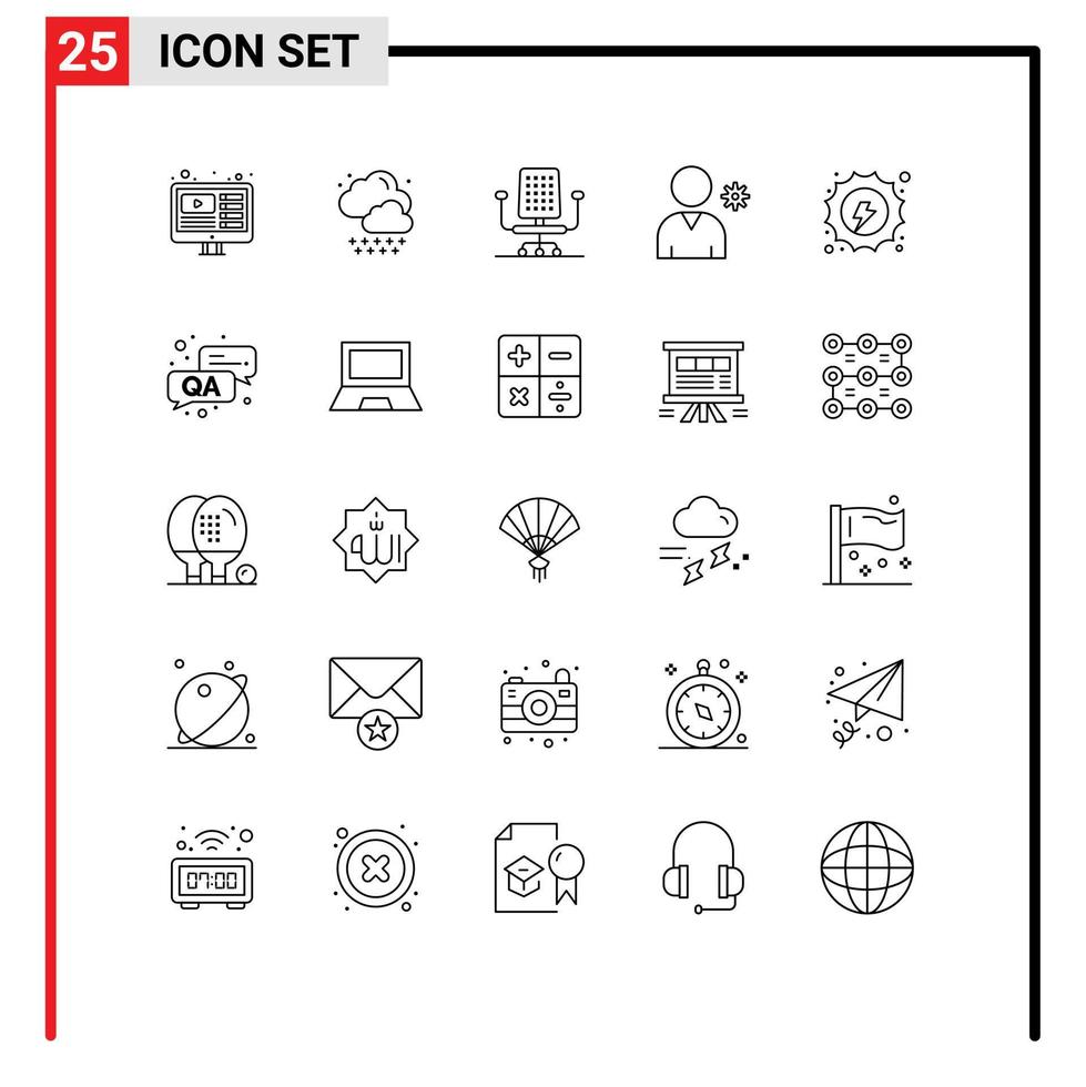 25 Creative Icons Modern Signs and Symbols of answer hydro office energy user Editable Vector Design Elements