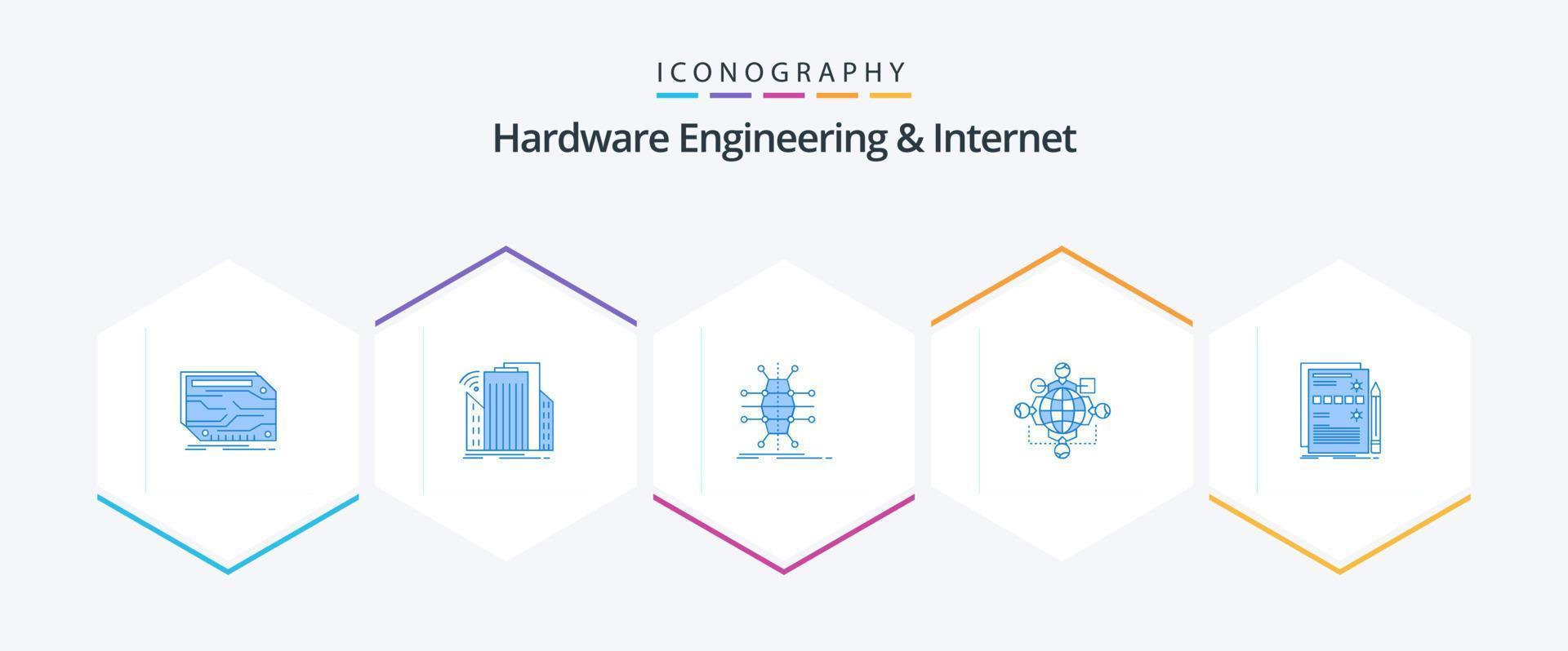 Hardware Engineering And Internet 25 Blue icon pack including logic. function. smart. smart. infrastructure vector