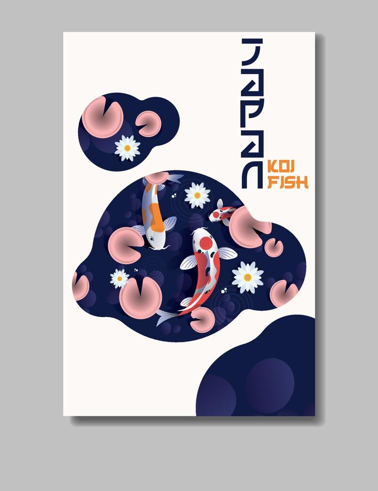 Japan banner template set with koi fishes vector