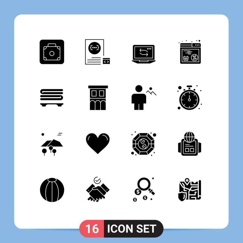 Mobile Interface Solid Glyph Set of 16 Pictograms of spa shopping planning online hardware Editable Vector Design Elements
