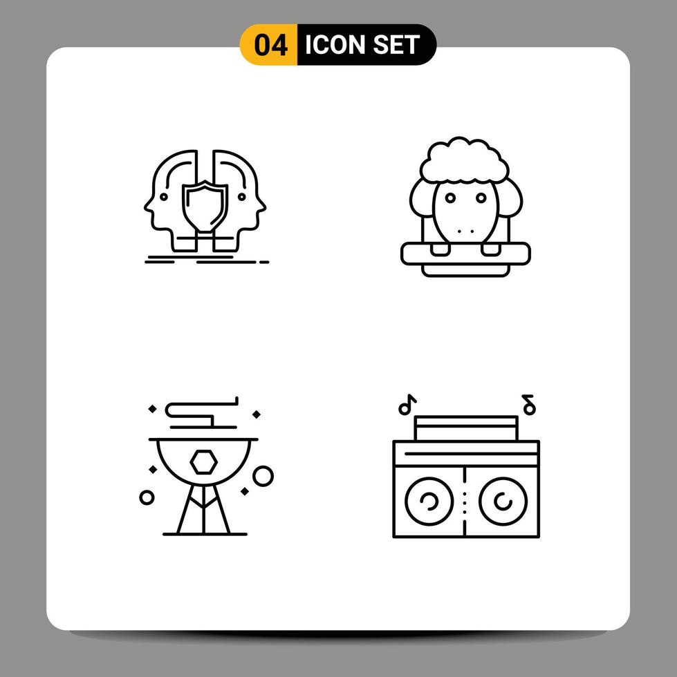 4 Creative Icons Modern Signs and Symbols of man beach identity lamb food Editable Vector Design Elements