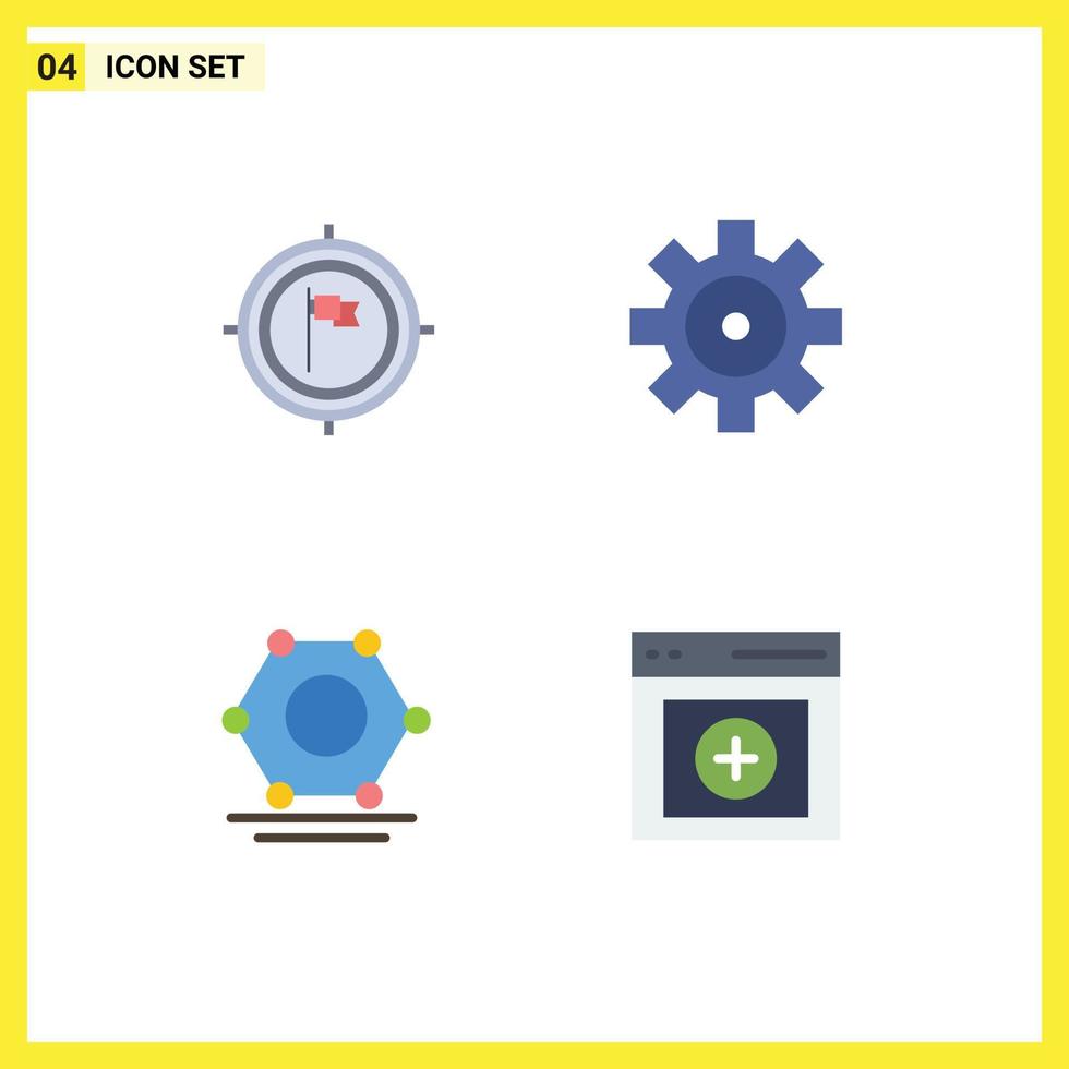 4 Creative Icons Modern Signs and Symbols of aim network flag vehicles communication Editable Vector Design Elements