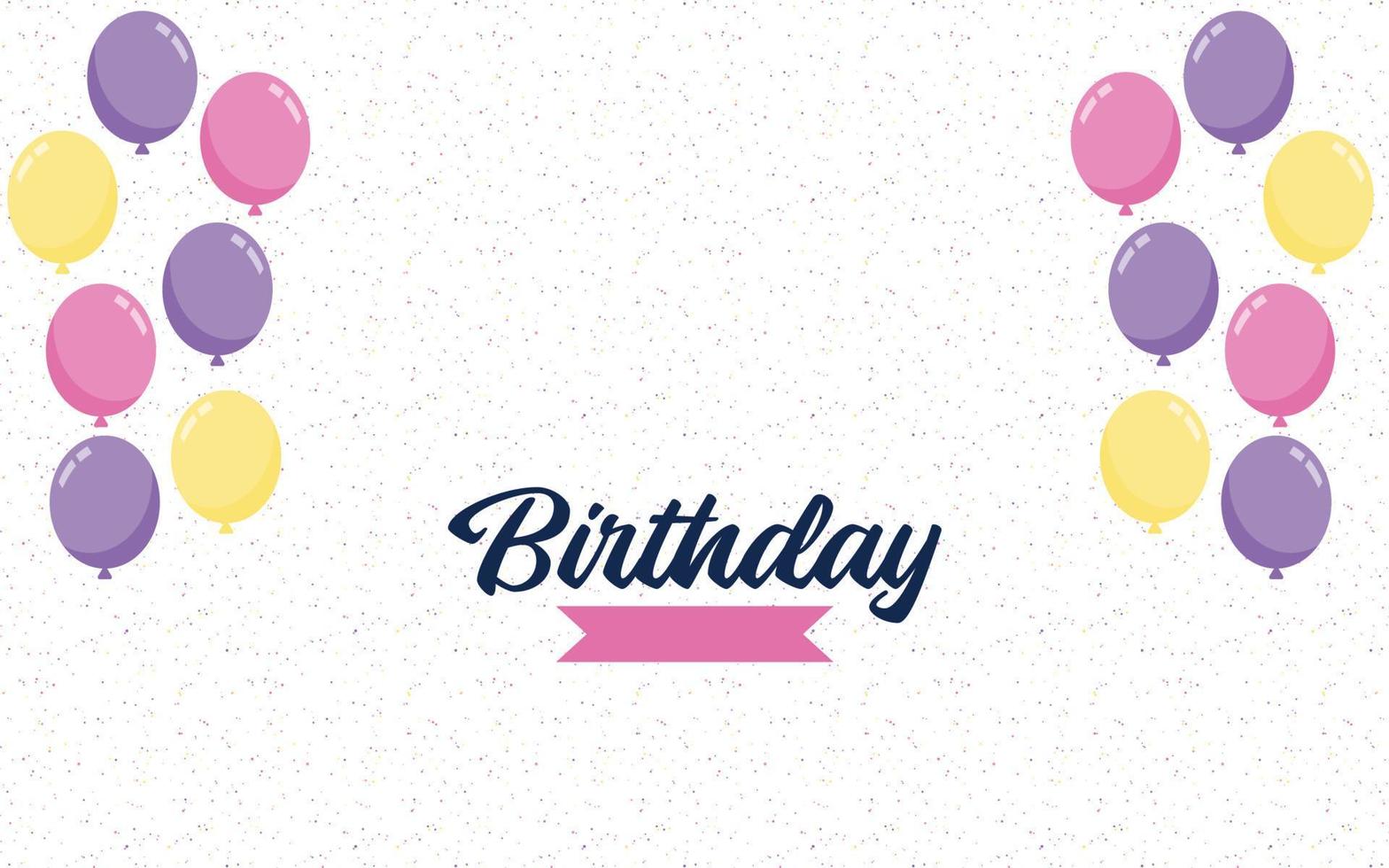 banner de texto de letras de feliz cumpleaños con fondo de globo vector