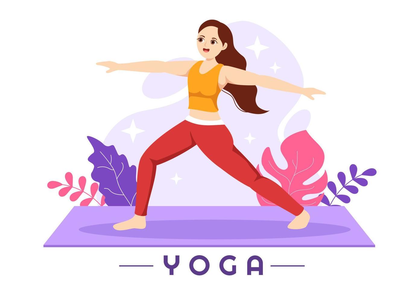 ilustración de prácticas de yoga y meditación con beneficios para la salud del cuerpo para banner web o página de inicio en plantillas planas dibujadas a mano de dibujos animados vector