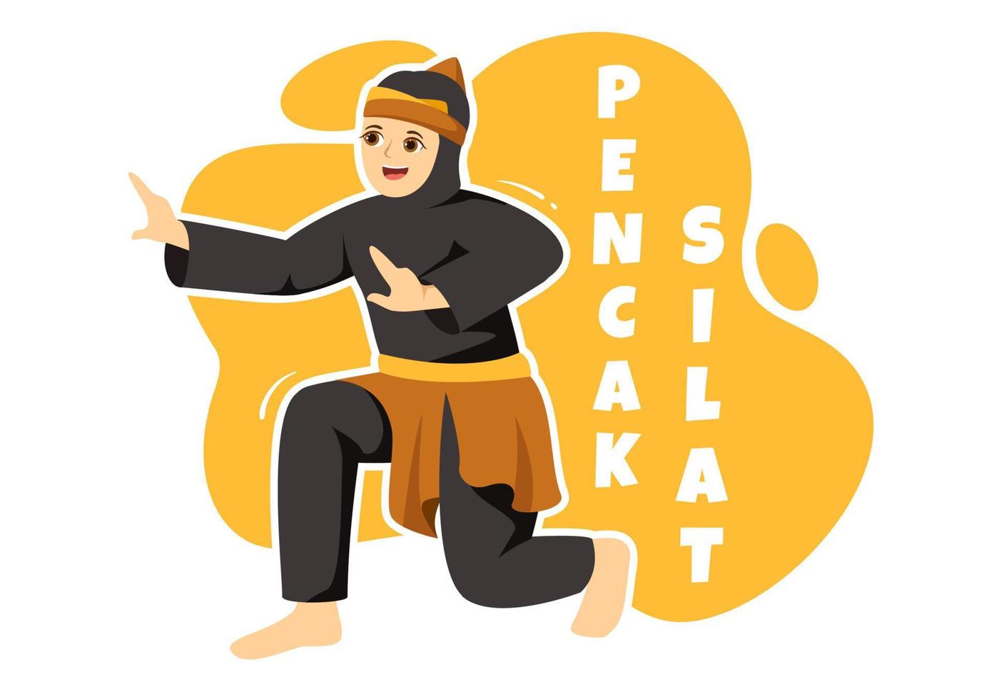 ilustración de pencak silat sport con personas que posan como artista marcial de indonesia para banner web o página de destino en plantillas planas dibujadas a mano de dibujos animados vector
