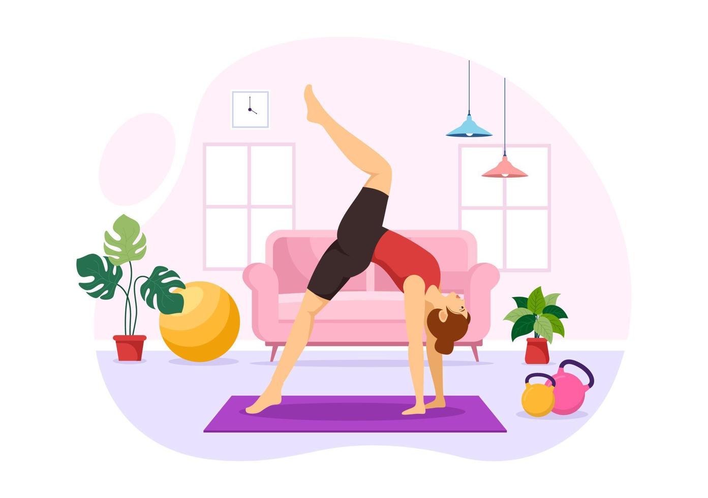 ilustración de prácticas de yoga y meditación con beneficios para la salud del cuerpo para banner web o página de inicio en plantillas planas dibujadas a mano de dibujos animados vector