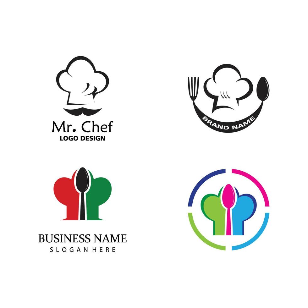 sombrero, chef, logotipo, plantilla, vector, ilustración vector