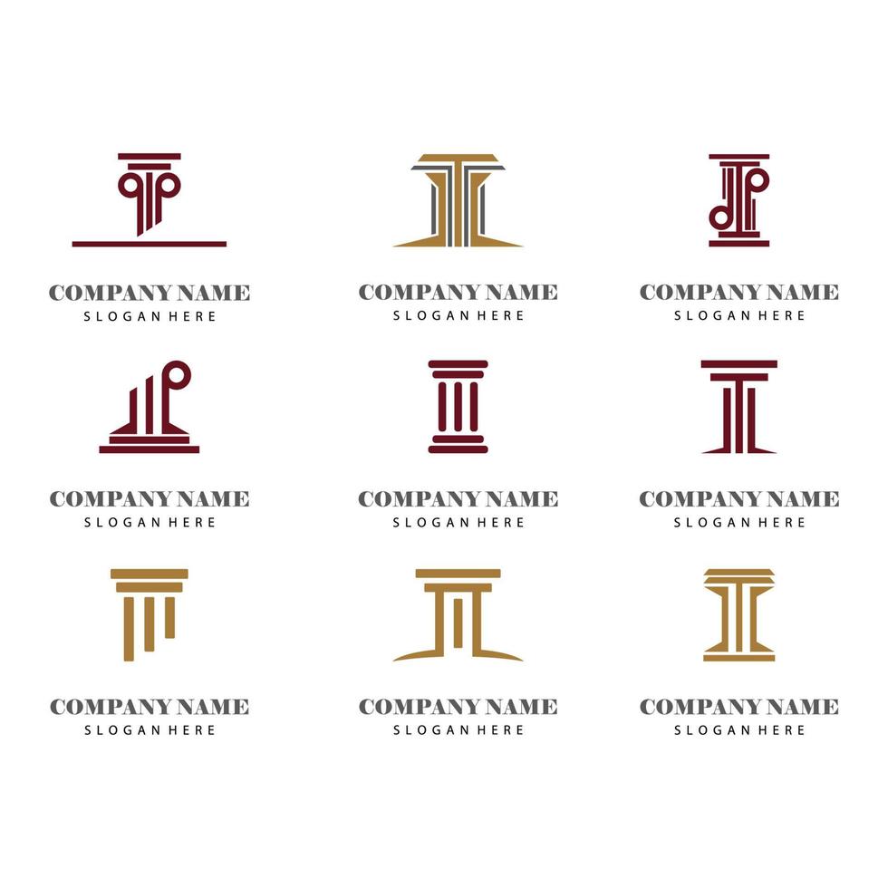 Ancient Pillar Columns Greek Rome Athens Historical Building logo design vector