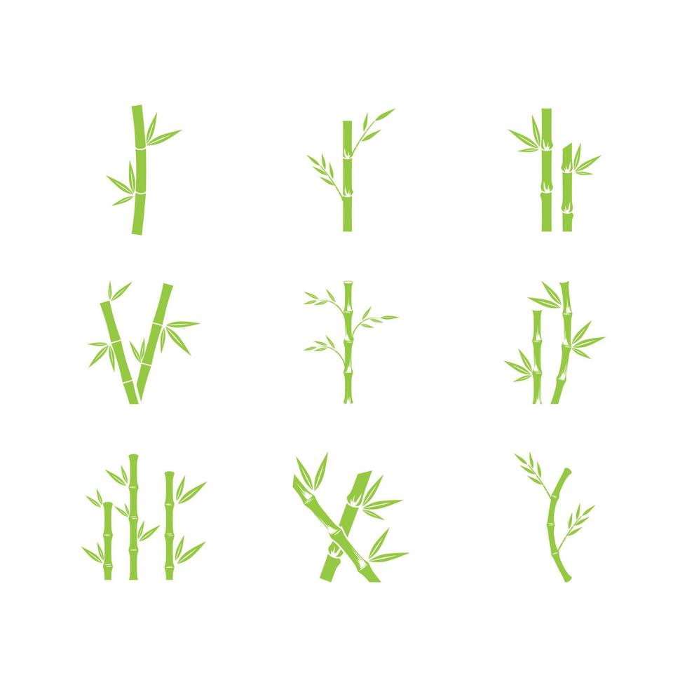 Bamboo with green leaf logo ilustration vector template