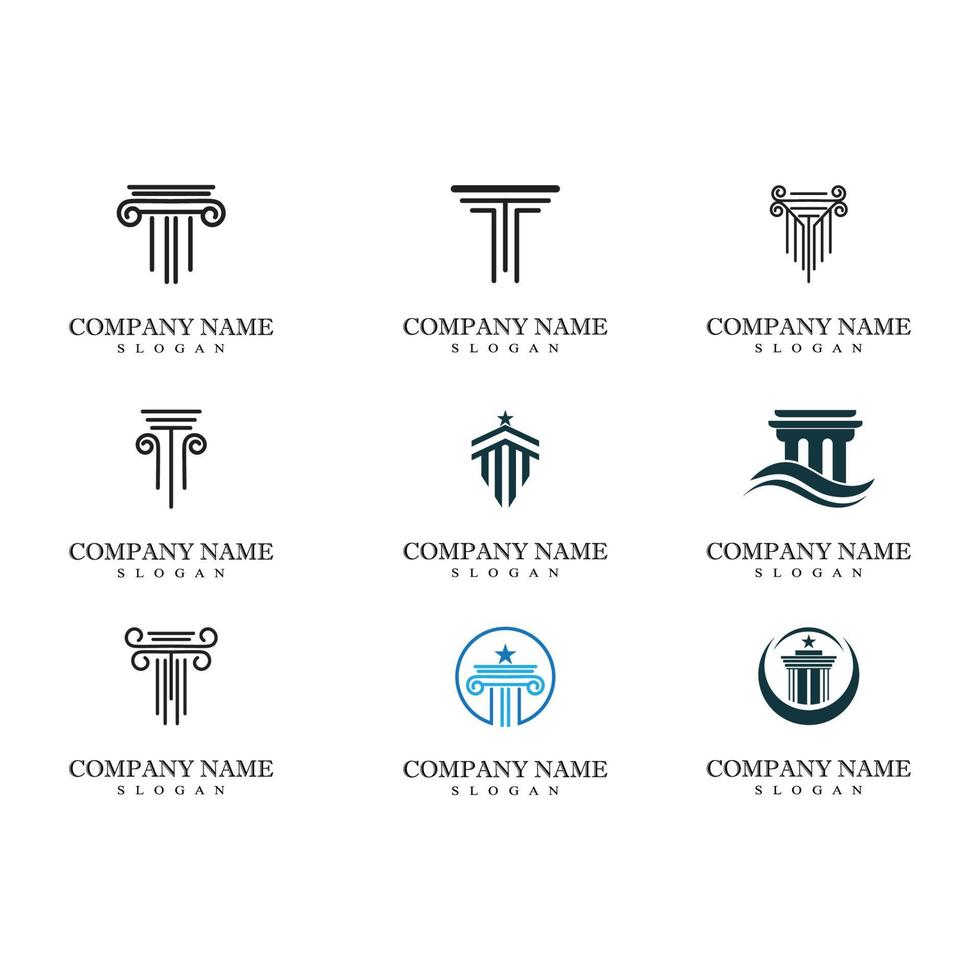 Ancient Pillar Columns Greek Rome Athens Historical Building logo design vector