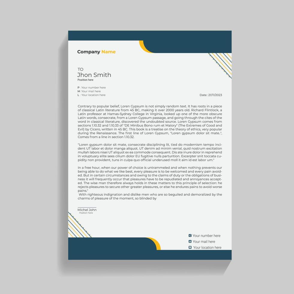 Creative professional Business and Corporate print letterhead design template vector