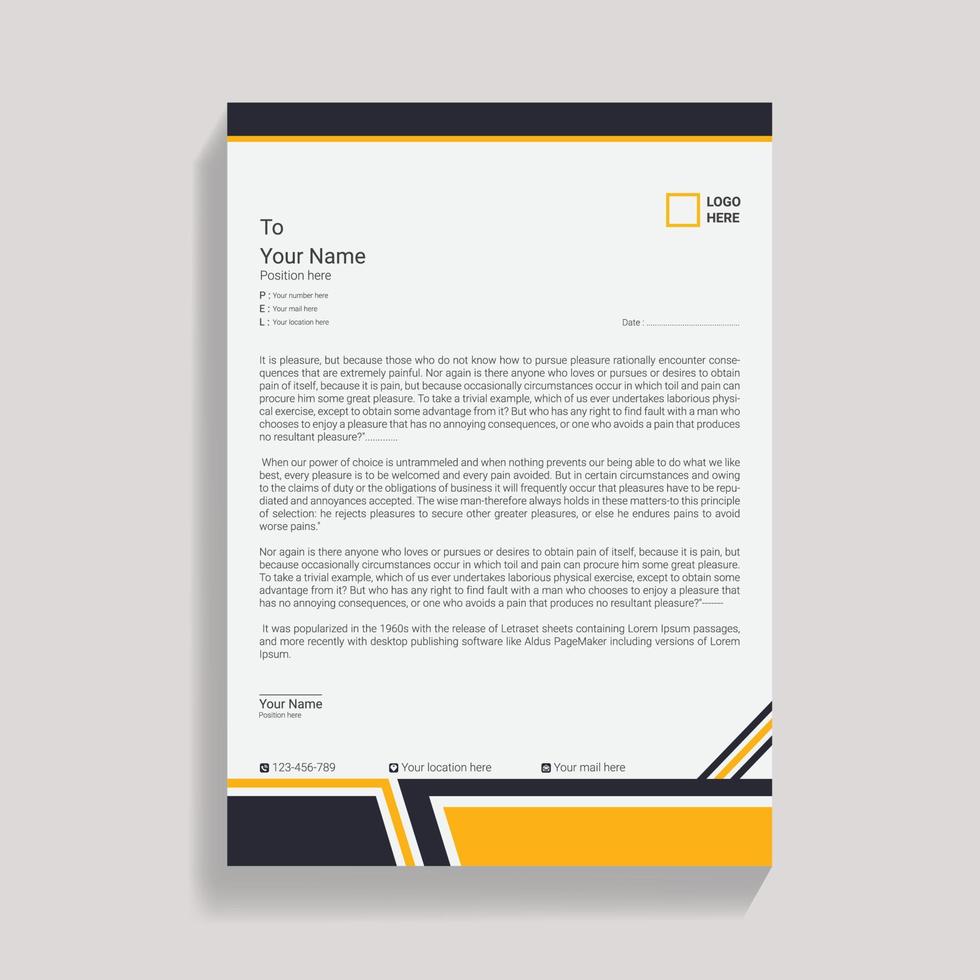 Creative professional Business and Corporate print letterhead design template vector