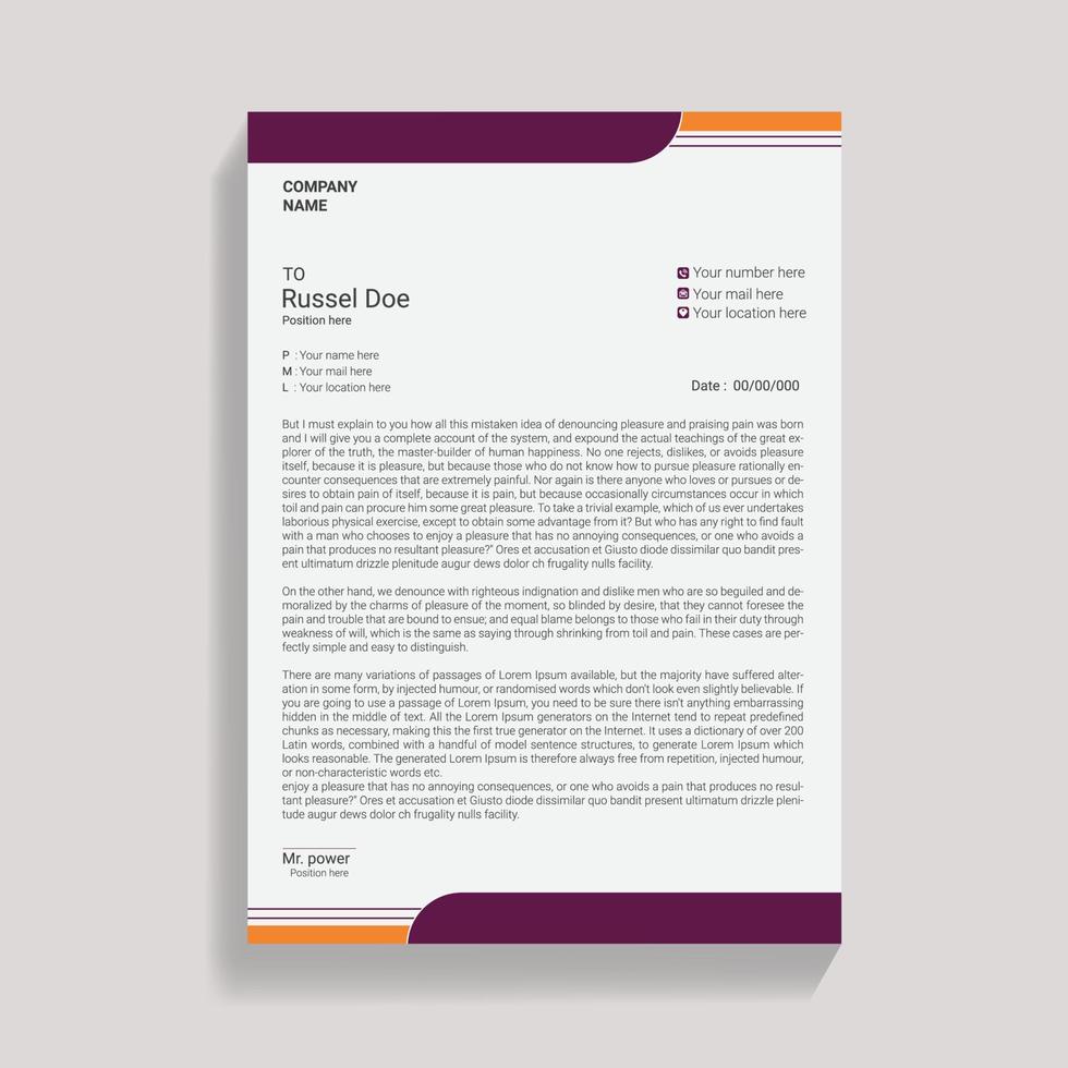 creative vector minimal yellow letterhead template vector design