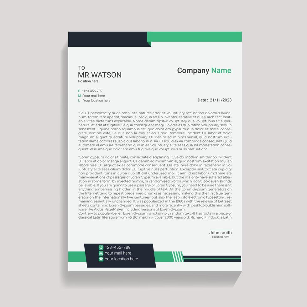 Creative professional Business and Corporate letterhead design template vector