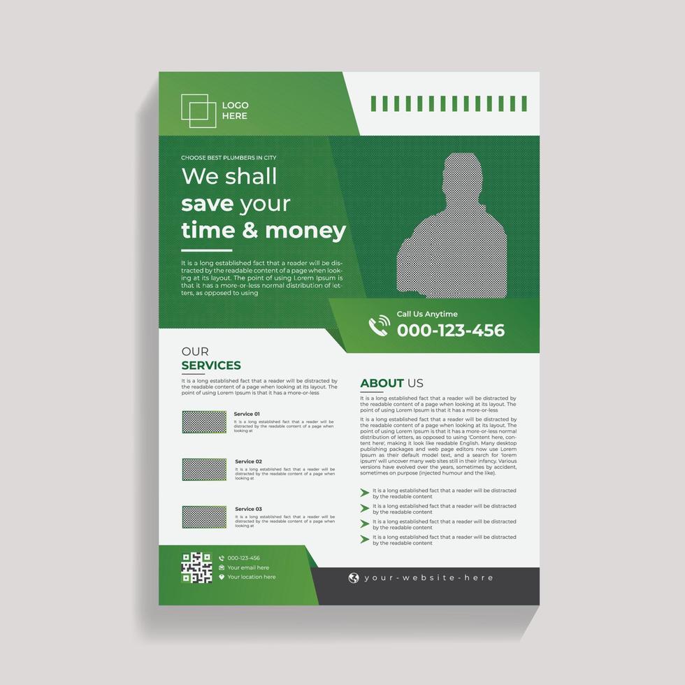 Creative plumbing service flyer, Leaflet, Handbill, Handbill Design template vector