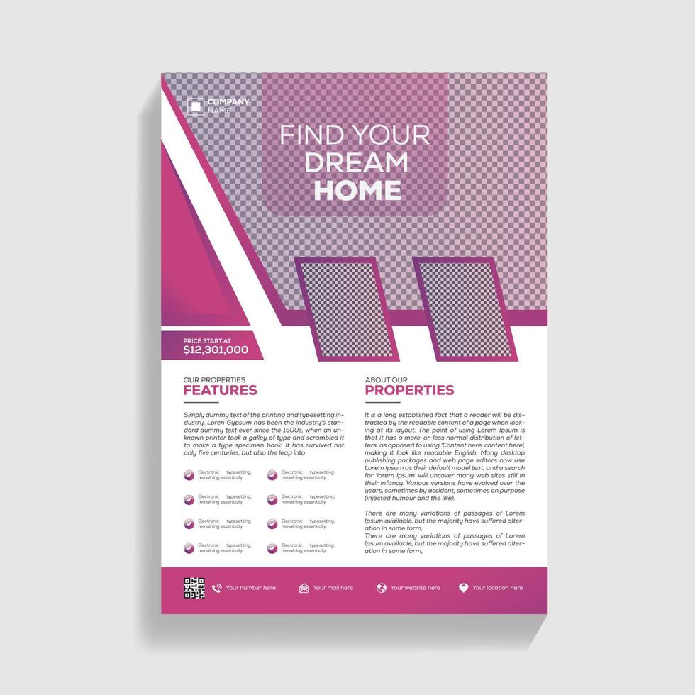 Creative Propessional Flat gradient colorful real estate flyer design template vector