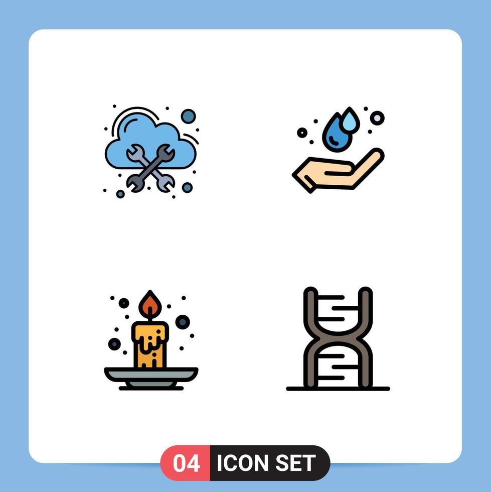 4 Creative Icons Modern Signs and Symbols of database candle cloud energy festival Editable Vector Design Elements