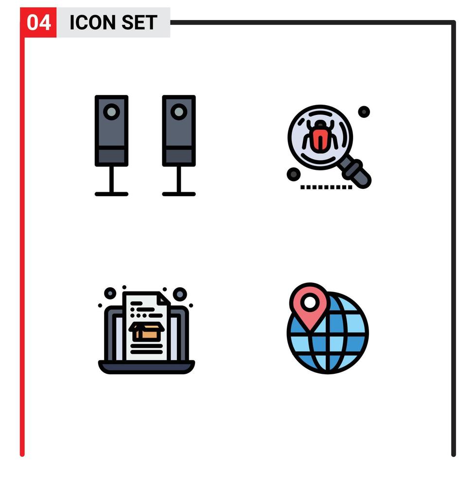 Stock Vector Icon Pack of 4 Line Signs and Symbols for appliances laptop system find economy Editable Vector Design Elements