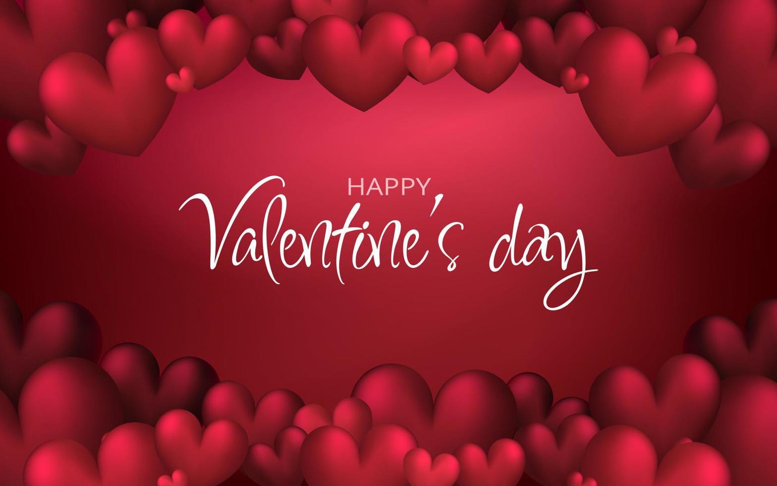 Valentines day sale red romantic background with 3d balloon hearts, template. Realistic 3d design. Vector illustration. For wallpaper, flyer, invitation, poster, brochure, banner.