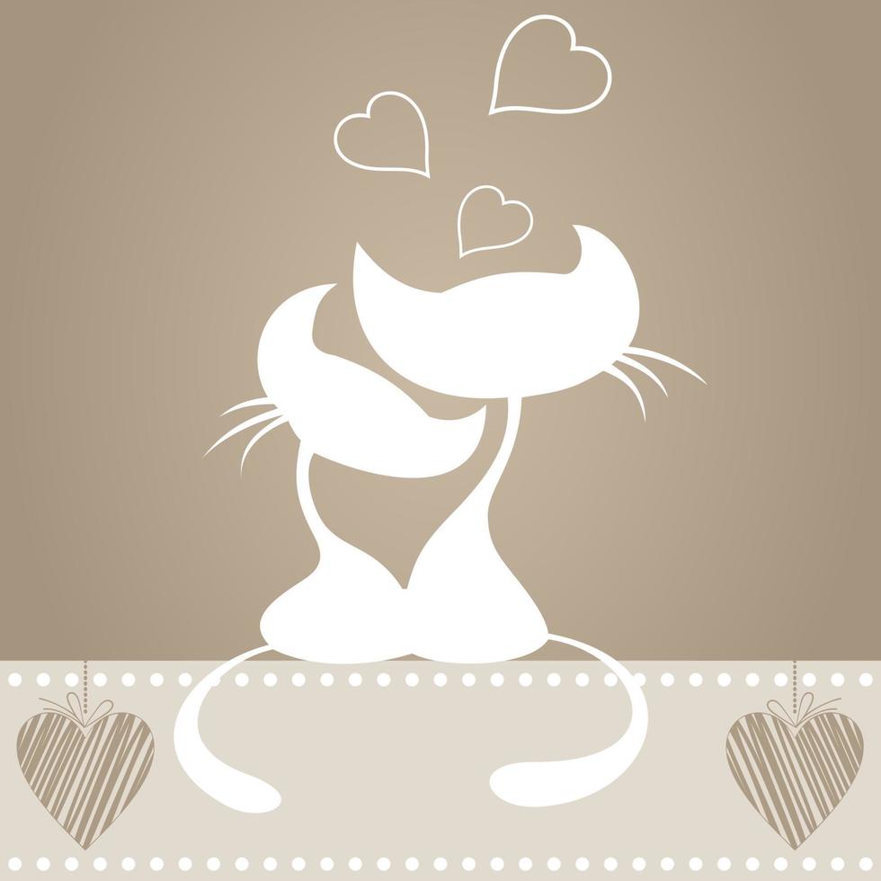 Enamoured cat and cat sit. A vector illustration