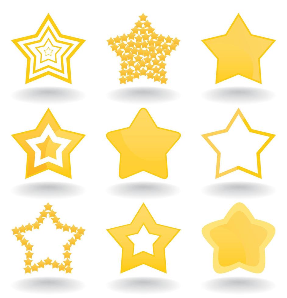 Set of icons of gold stars. A vector illustration