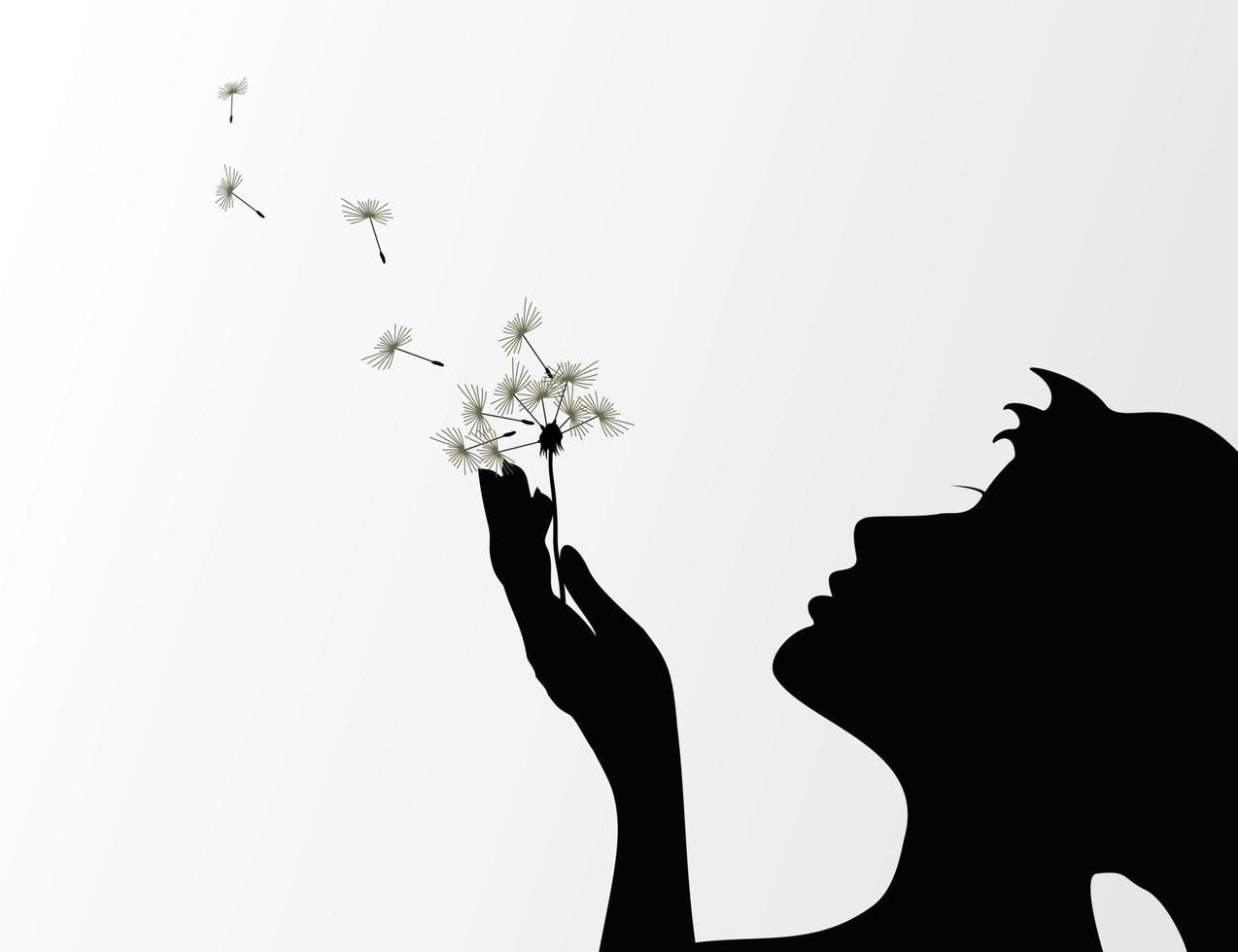 The girl blows on a flower a dandelion. A vector illustration