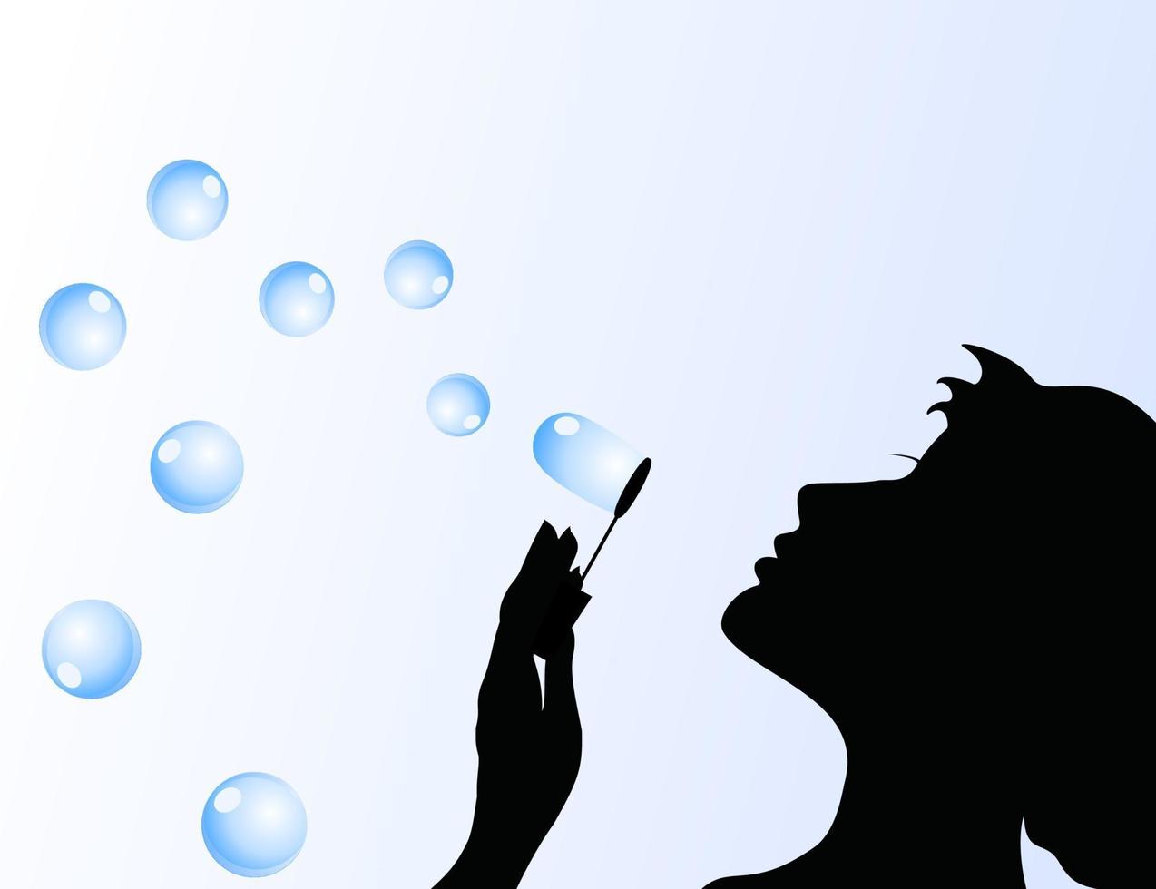 The girl starts up soap bubbles. A vector illustration