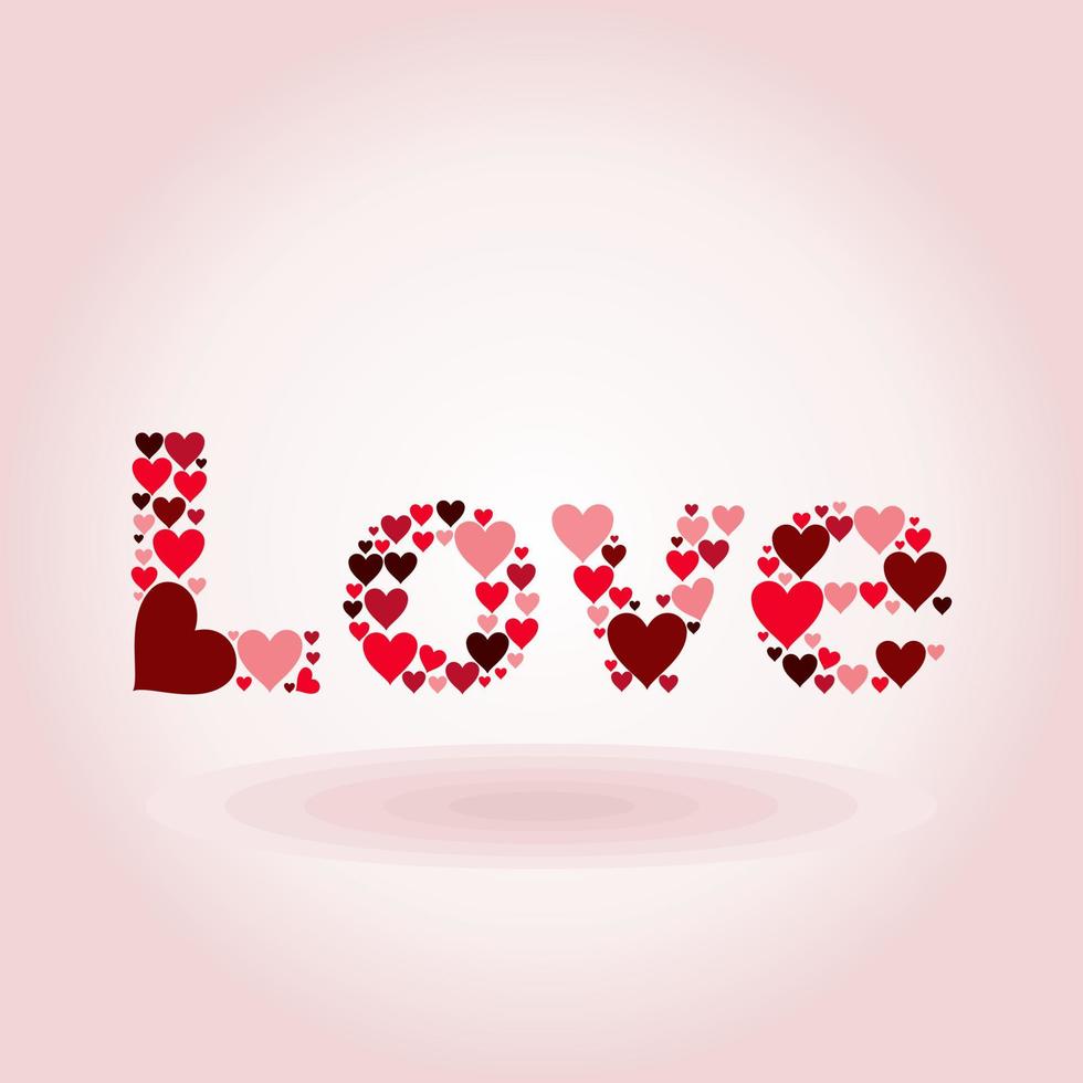 Inscription love on a pink background. A vector illustration