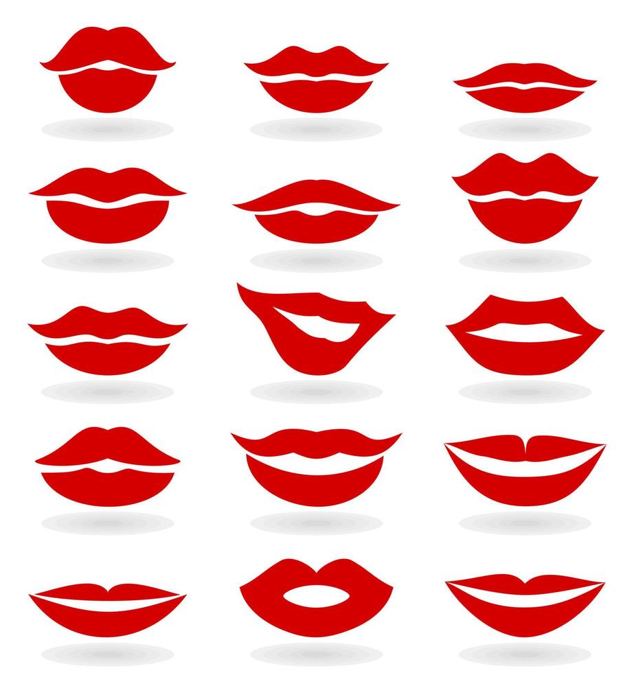 Set red the girl of lips. A vector illustration