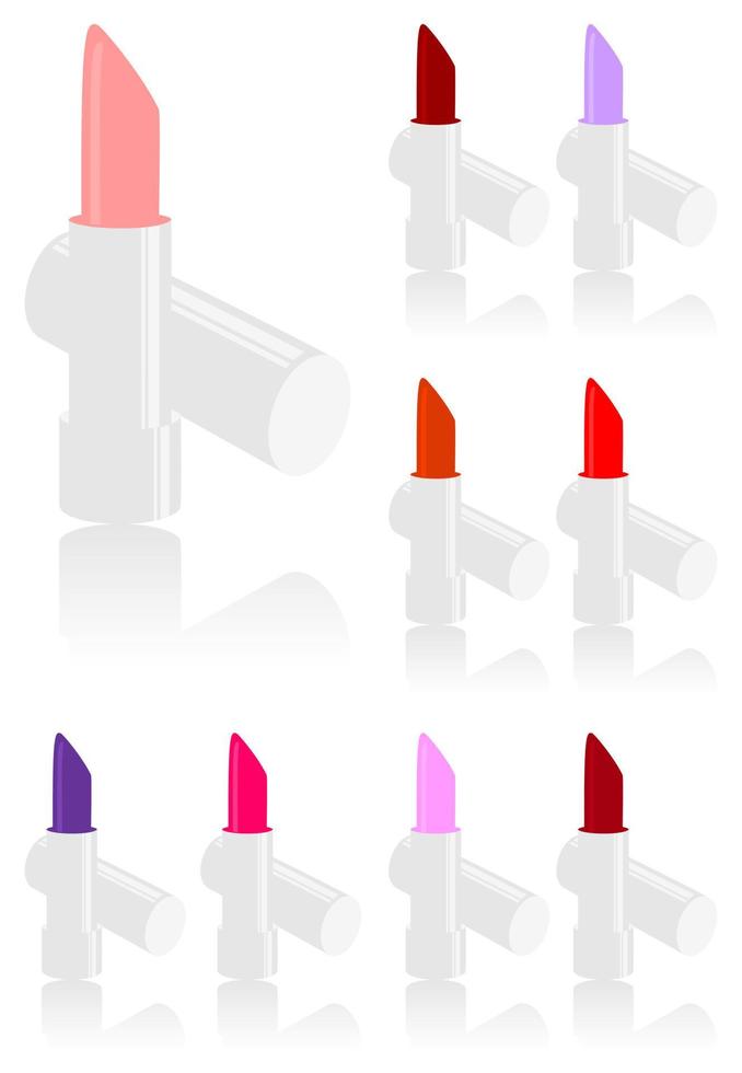 Lipstick of nine shades. A vector illustration