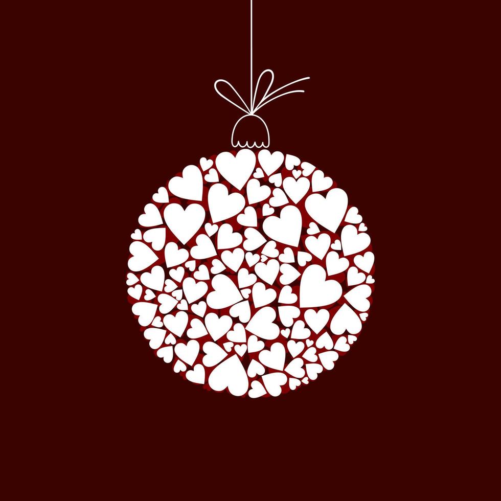 Sphere from hearts on a red background. A vector illustration