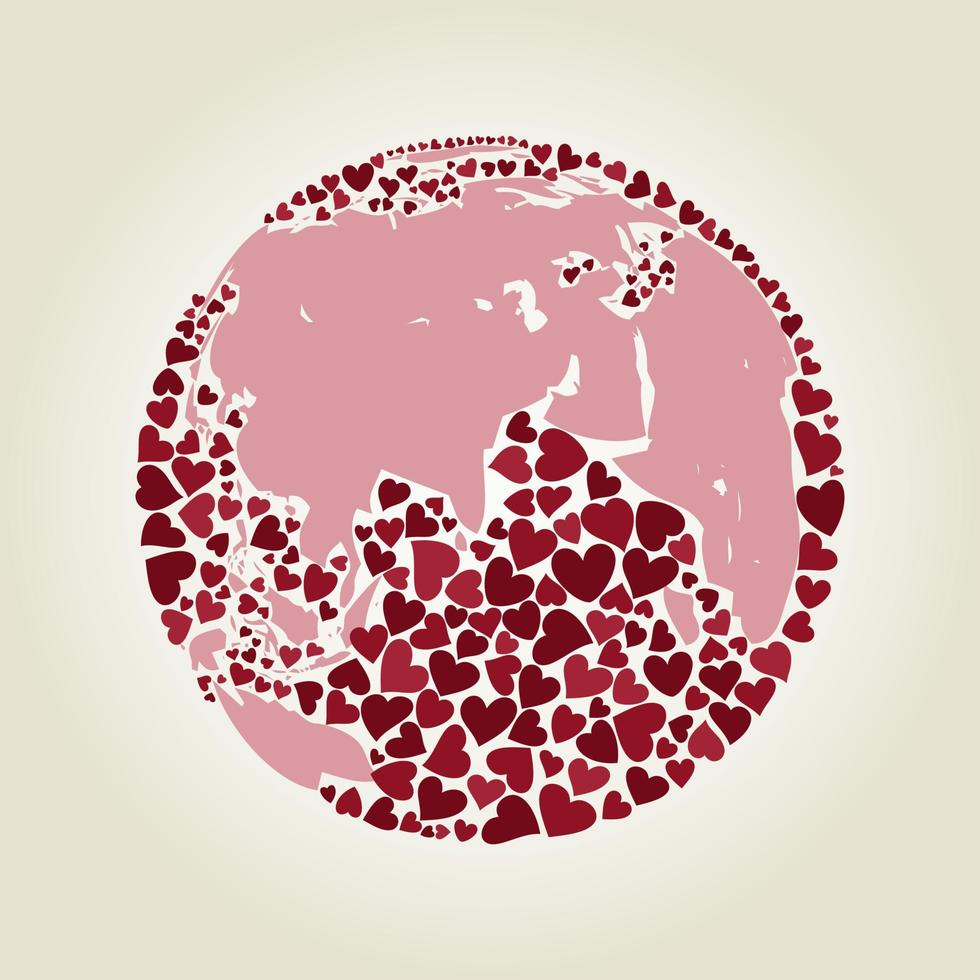 Planet made of hearts. Vector illustrations